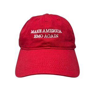 Make America Emo Again Strapback Dad Baseball Hat Cap Red Music Concert Parody